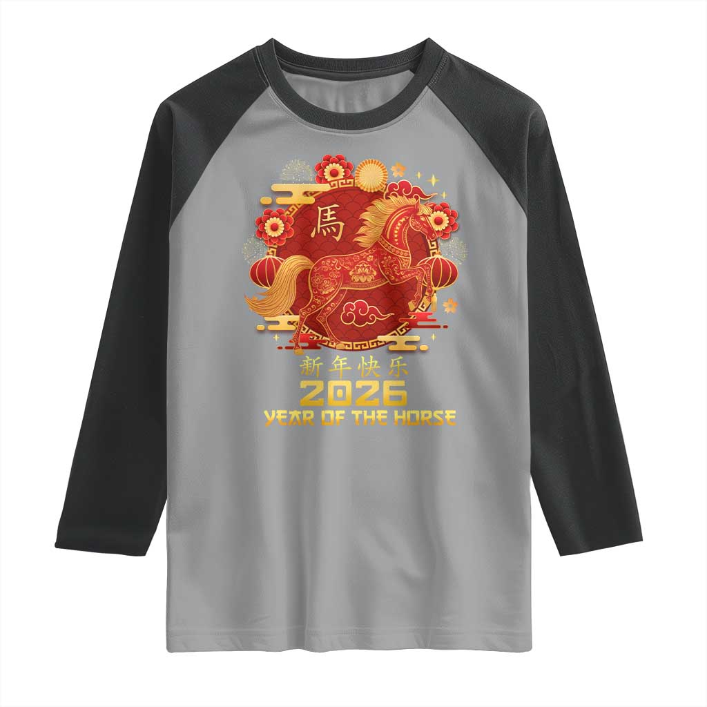 Chinese New Year 2026 Raglan Shirt Year of The Horse TS10 Sport Gray Black Print Your Wear