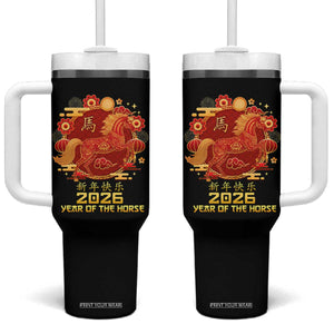 Chinese New Year 2026 Tumbler With Handle Year of The Horse TS10 One Size: 40 oz Black Print Your Wear