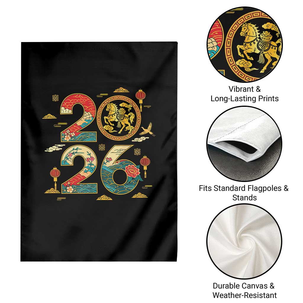 Hello 2026 Lunar New Year Garden Flag Year of the Horse Chinese Zodiac TS10 Print Your Wear