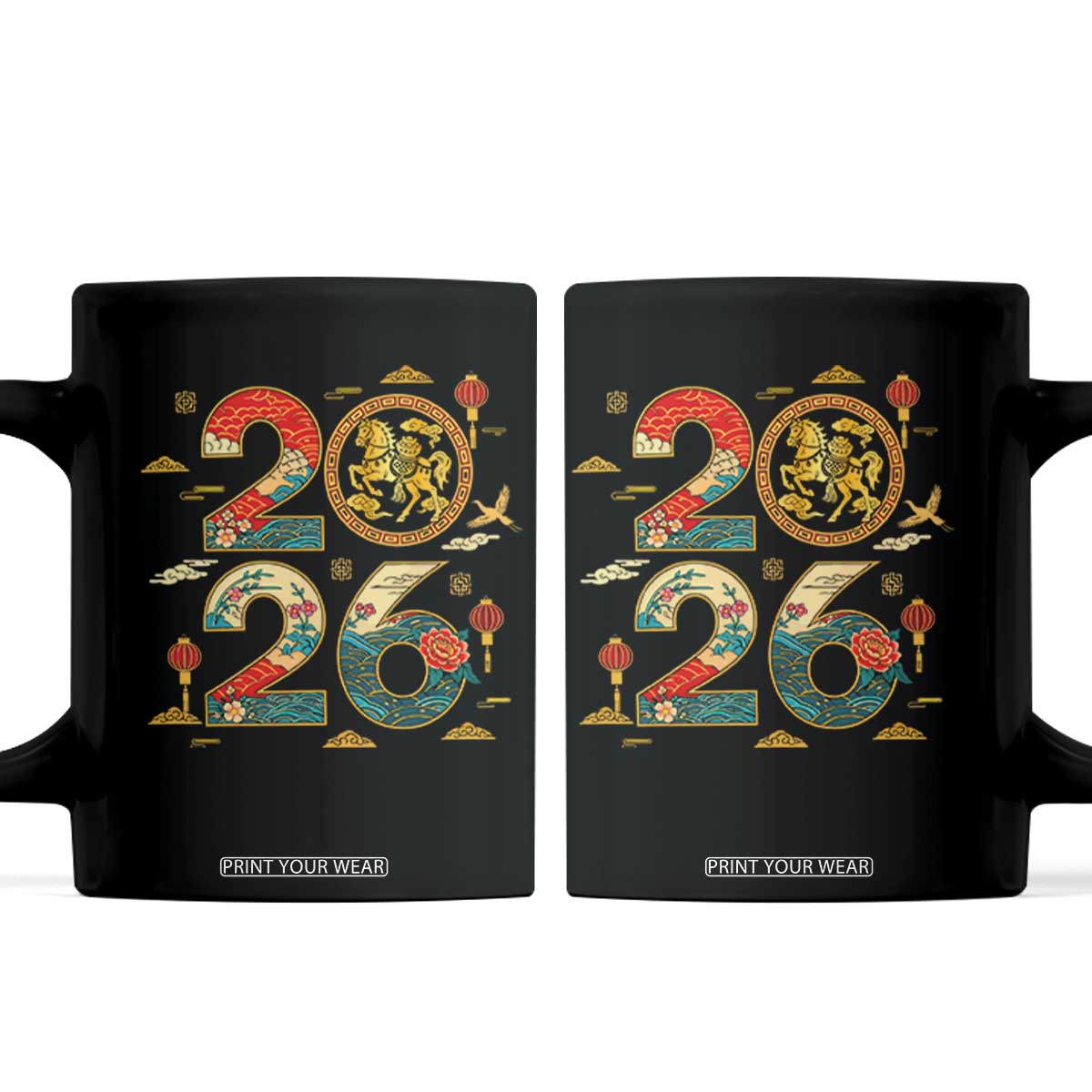 Hello 2026 Lunar New Year Coffee Mug Year of the Horse Chinese Zodiac TS10 Black Print Your Wear