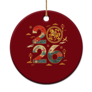 Hello 2026 Lunar New Year Ceramic Ornament Year of the Horse Chinese Zodiac TS10 1pc Red Print Your Wear