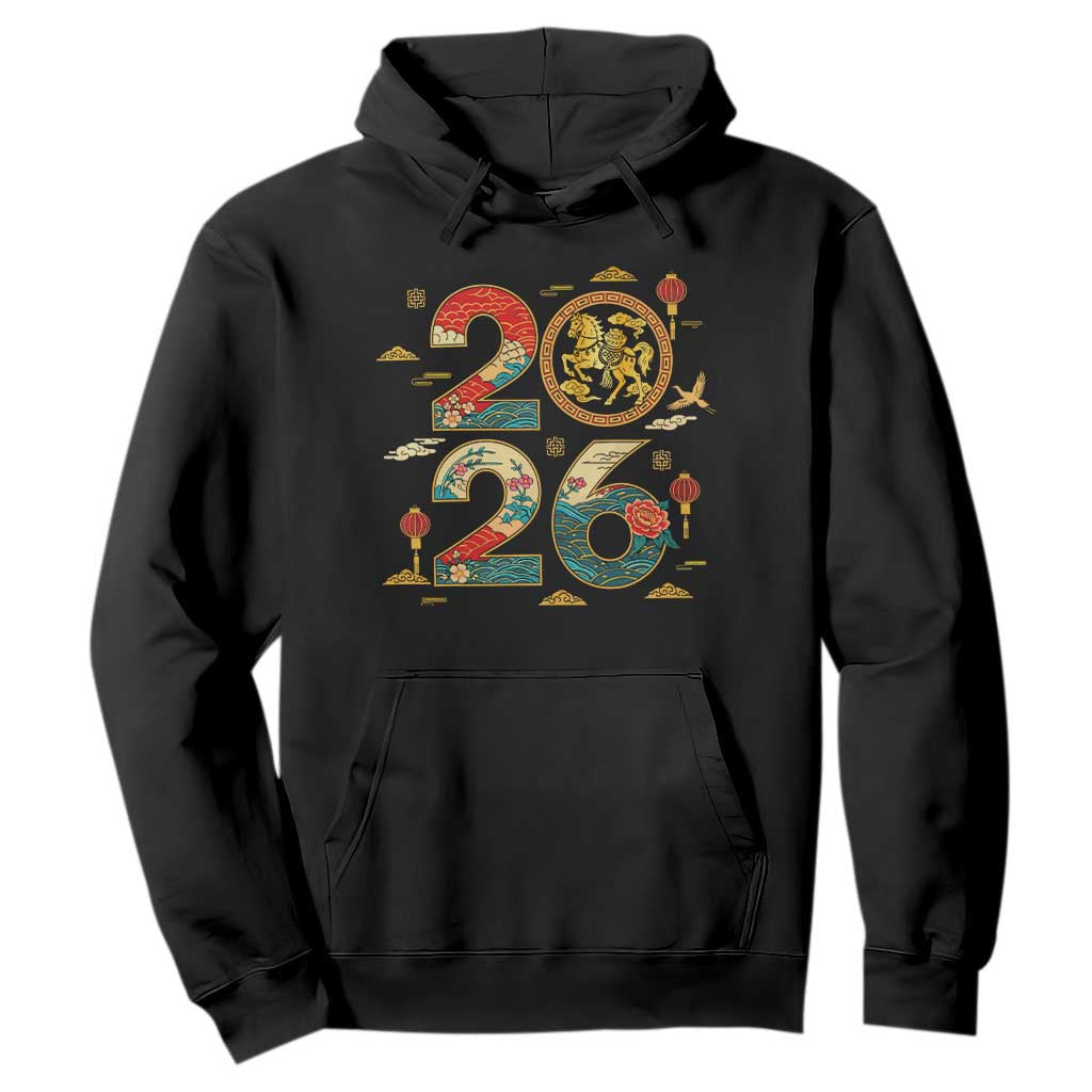 Hello 2026 Lunar New Year Hoodie Year of the Horse Chinese Zodiac TS10 Black Print Your Wear