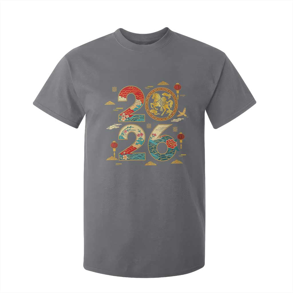 Hello 2026 Lunar New Year T Shirt For Kid Year of the Horse Chinese Zodiac TS10 Charcoal Print Your Wear