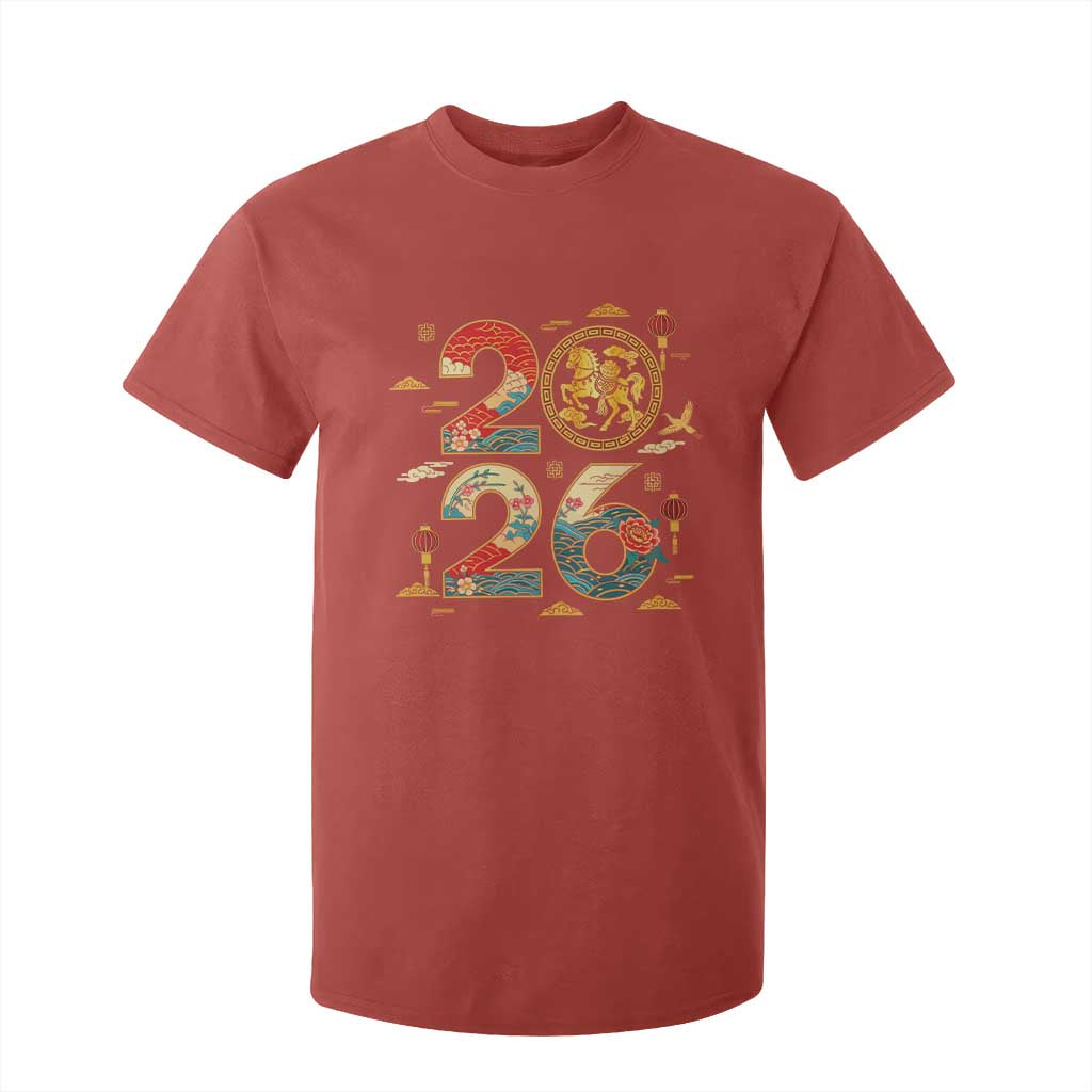 Hello 2026 Lunar New Year T Shirt For Kid Year of the Horse Chinese Zodiac TS10 Red Print Your Wear