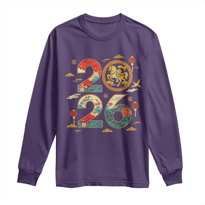 Hello 2026 Lunar New Year Long Sleeve Shirt Year of the Horse Chinese Zodiac TS10 Purple Print Your Wear