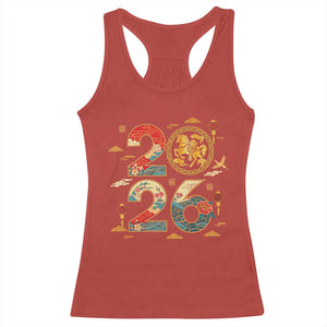 Hello 2026 Lunar New Year Racerback Tank Top Year of the Horse Chinese Zodiac TS10 Red Print Your Wear