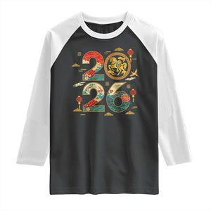 Hello 2026 Lunar New Year Raglan Shirt Year of the Horse Chinese Zodiac TS10 Black White Print Your Wear