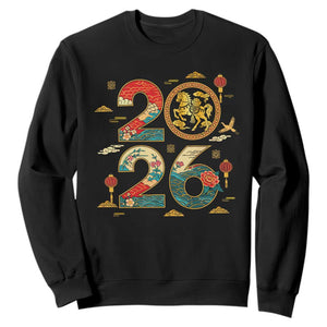 Hello 2026 Lunar New Year Sweatshirt Year of the Horse Chinese Zodiac TS10 Black Print Your Wear