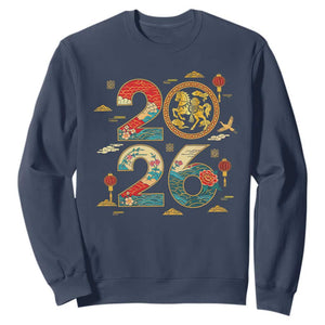 Hello 2026 Lunar New Year Sweatshirt Year of the Horse Chinese Zodiac TS10 Navy Print Your Wear