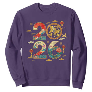 Hello 2026 Lunar New Year Sweatshirt Year of the Horse Chinese Zodiac TS10 Purple Print Your Wear