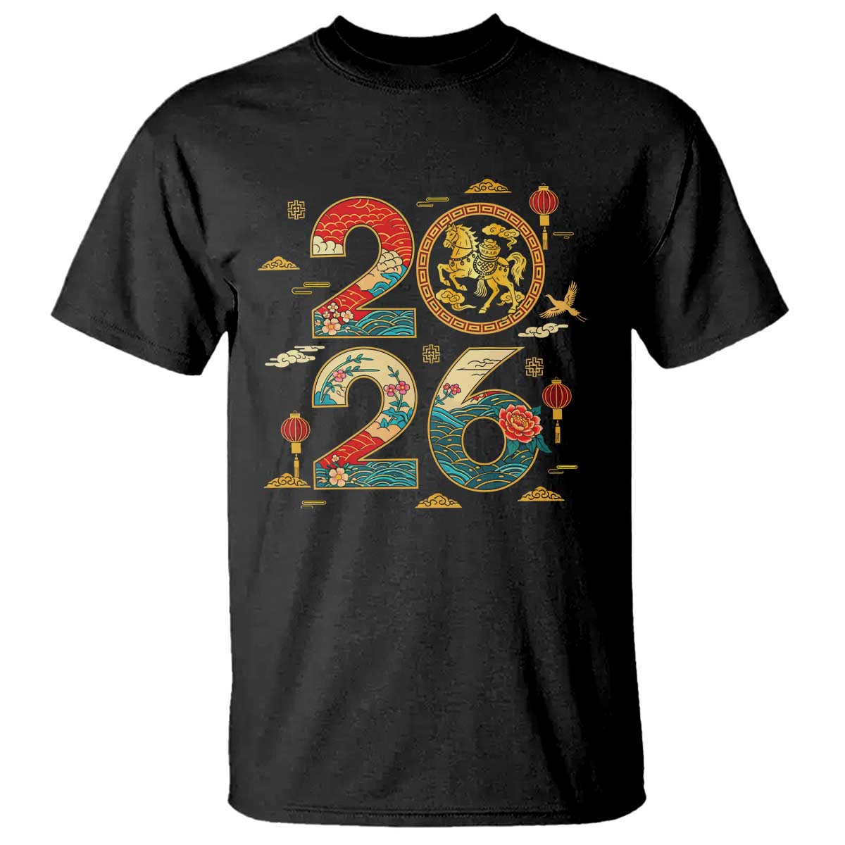 Hello 2026 Lunar New Year T Shirt Year of the Horse Chinese Zodiac TS10 Black Print Your Wear