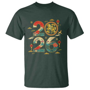 Hello 2026 Lunar New Year T Shirt Year of the Horse Chinese Zodiac TS10 Dark Forest Green Print Your Wear