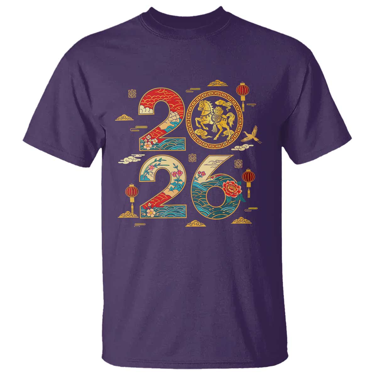 Hello 2026 Lunar New Year T Shirt Year of the Horse Chinese Zodiac TS10 Purple Print Your Wear