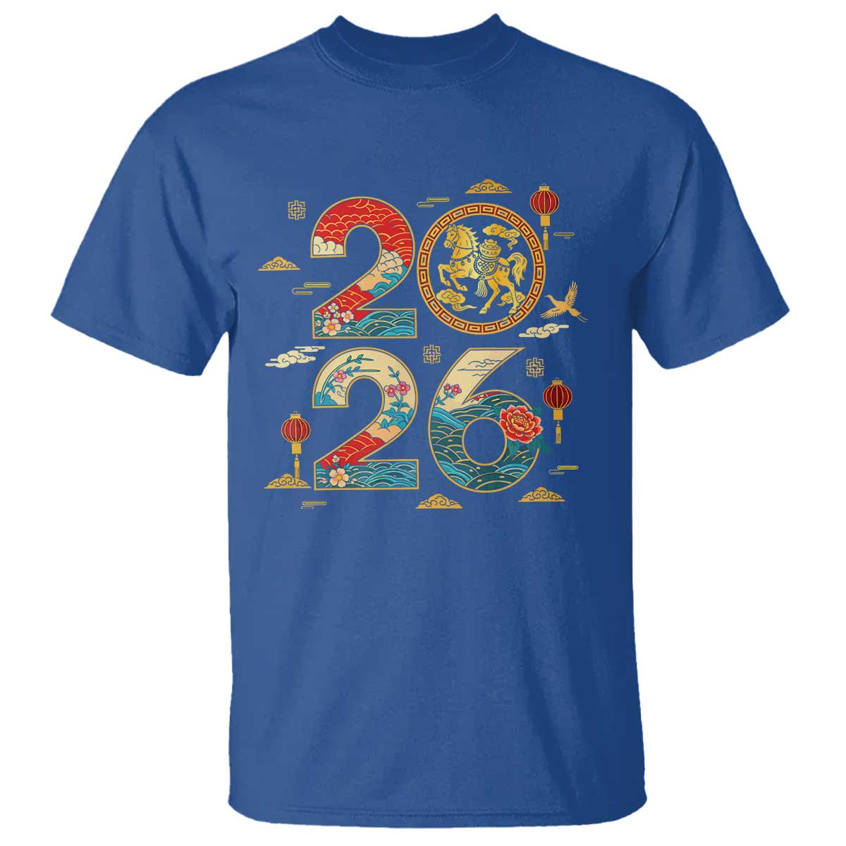 Hello 2026 Lunar New Year T Shirt Year of the Horse Chinese Zodiac TS10 Royal Blue Print Your Wear