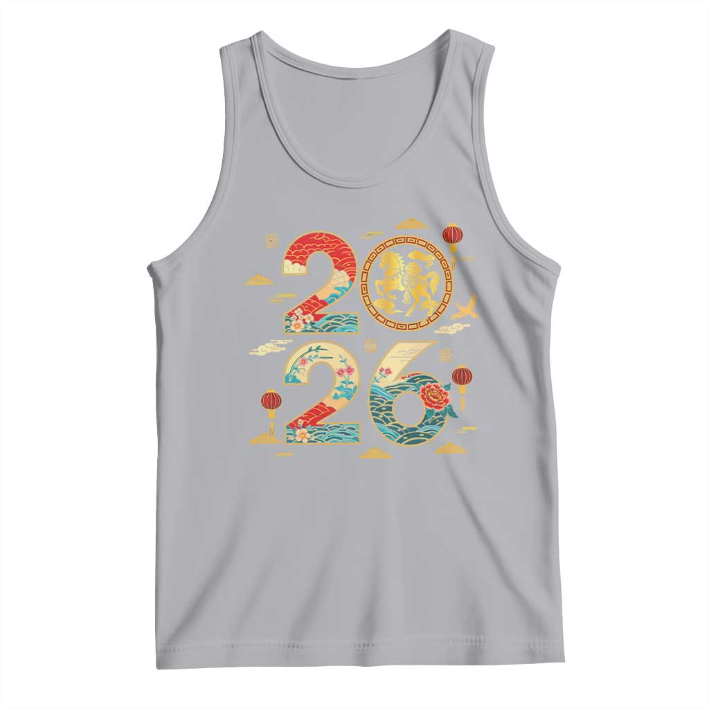Hello 2026 Lunar New Year Tank Top Year of the Horse Chinese Zodiac TS10 Athletic Heather Print Your Wear