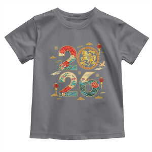 Hello 2026 Lunar New Year Toddler T Shirt Year of the Horse Chinese Zodiac TS10 Charcoal Print Your Wear