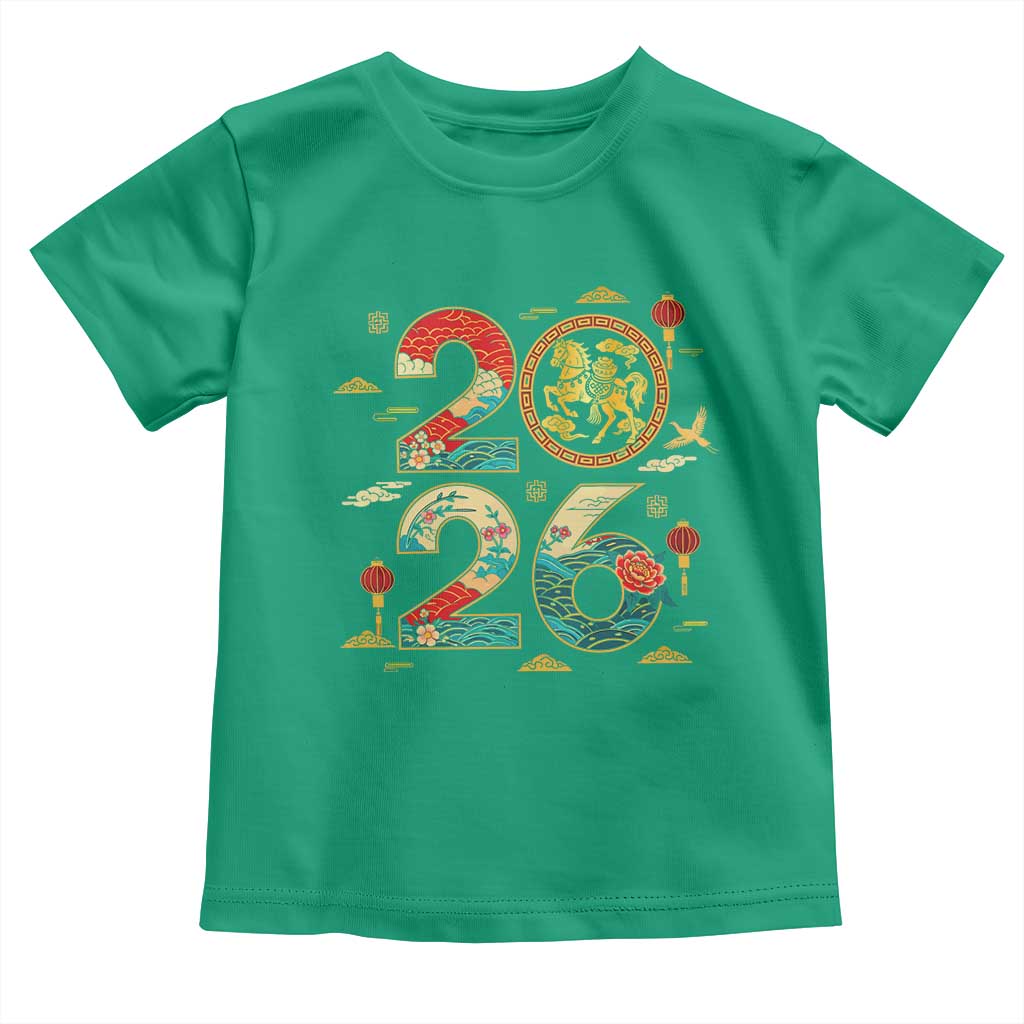Hello 2026 Lunar New Year Toddler T Shirt Year of the Horse Chinese Zodiac TS10 Irish Green Print Your Wear