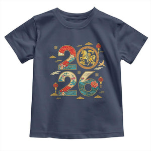 Hello 2026 Lunar New Year Toddler T Shirt Year of the Horse Chinese Zodiac TS10 Navy Print Your Wear