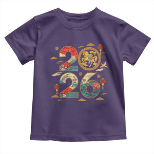 Hello 2026 Lunar New Year Toddler T Shirt Year of the Horse Chinese Zodiac TS10 Purple Print Your Wear