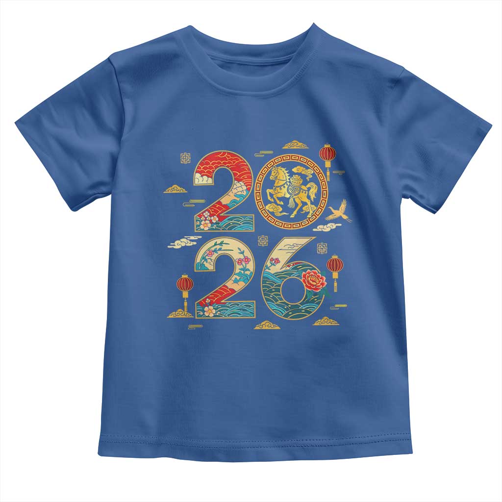 Hello 2026 Lunar New Year Toddler T Shirt Year of the Horse Chinese Zodiac TS10 Royal Blue Print Your Wear
