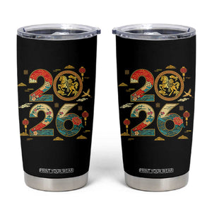 Hello 2026 Lunar New Year Tumbler Cup Year of the Horse Chinese Zodiac TS10 Black Print Your Wear