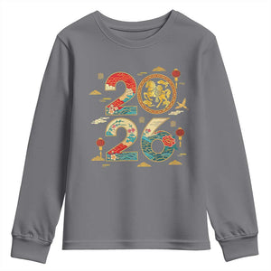 Hello 2026 Lunar New Year Youth Sweatshirt Year of the Horse Chinese Zodiac TS10 Charcoal Print Your Wear