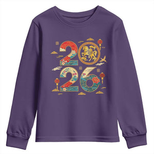 Hello 2026 Lunar New Year Youth Sweatshirt Year of the Horse Chinese Zodiac TS10 Purple Print Your Wear