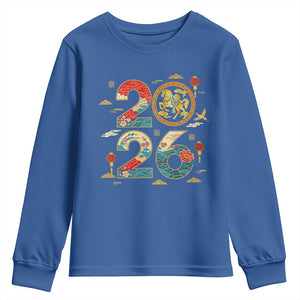 Hello 2026 Lunar New Year Youth Sweatshirt Year of the Horse Chinese Zodiac TS10 Royal Blue Print Your Wear