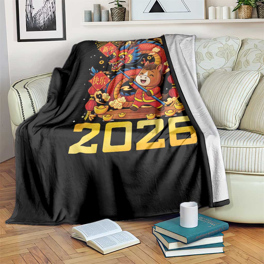 Chinese New Year 2026 Throw Blanket LYE Year of The Horse TS10 Print Your Wear
