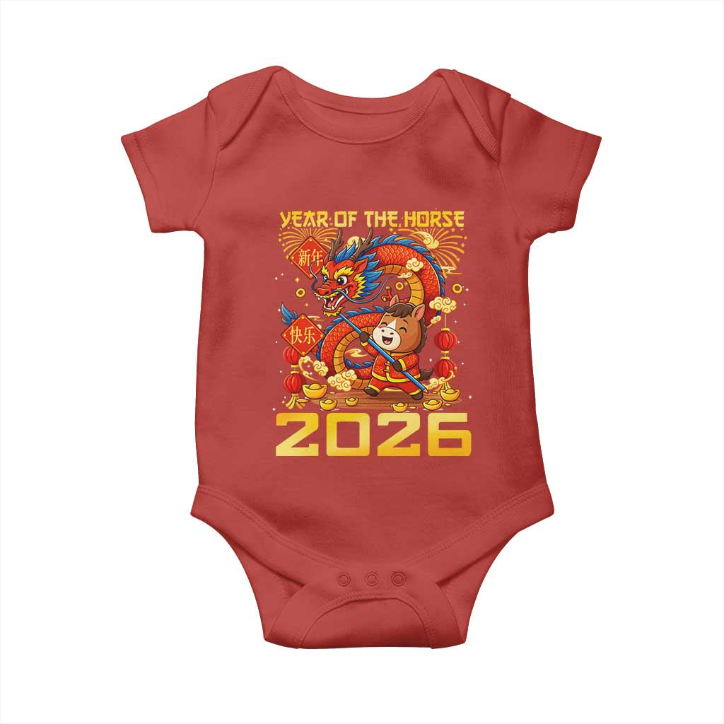Chinese New Year 2026 Baby Onesie LYE Year of The Horse TS10 Red Print Your Wear