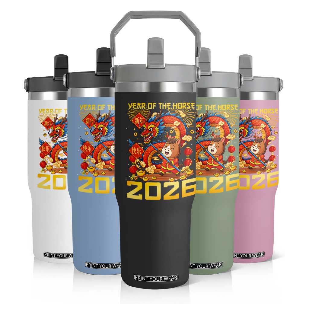 Chinese New Year 2026 Flip Straw Tumbler LYE Year of The Horse TS10 Print Your Wear