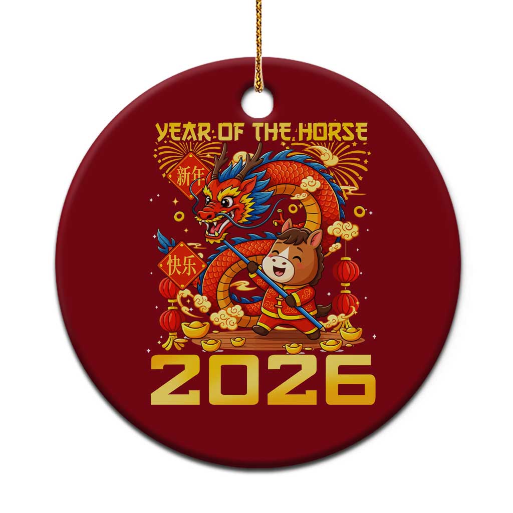 Chinese New Year 2026 Ceramic Ornament LYE Year of The Horse TS10 1pc Red Print Your Wear