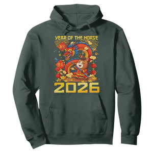 Chinese New Year 2026 Hoodie LYE Year of The Horse TS10 Dark Forest Green Print Your Wear