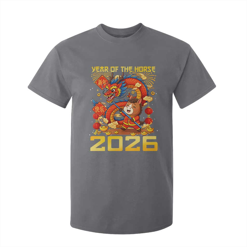 Chinese New Year 2026 T Shirt For Kid LYE Year of The Horse TS10 Charcoal Print Your Wear