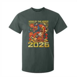 Chinese New Year 2026 T Shirt For Kid LYE Year of The Horse TS10 Dark Forest Green Print Your Wear