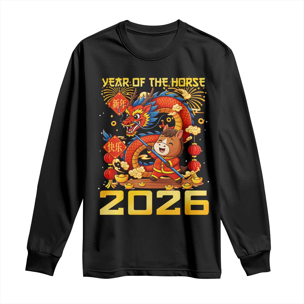 Chinese New Year 2026 Long Sleeve Shirt LYE Year of The Horse TS10 Black Print Your Wear