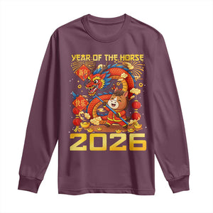 Chinese New Year 2026 Long Sleeve Shirt LYE Year of The Horse TS10 Maroon Print Your Wear