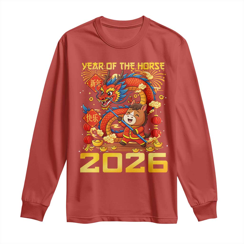Chinese New Year 2026 Long Sleeve Shirt LYE Year of The Horse TS10 Red Print Your Wear