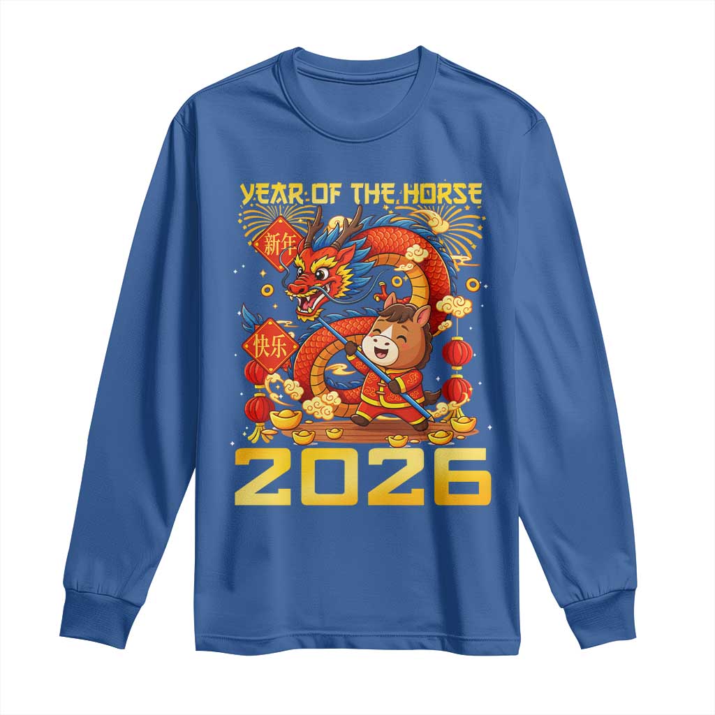 Chinese New Year 2026 Long Sleeve Shirt LYE Year of The Horse TS10 Royal Blue Print Your Wear