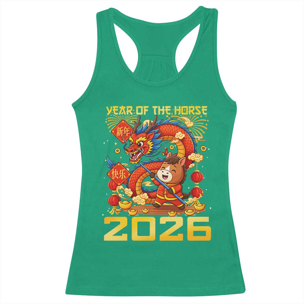 Chinese New Year 2026 Racerback Tank Top LYE Year of The Horse TS10 Irish Green Print Your Wear