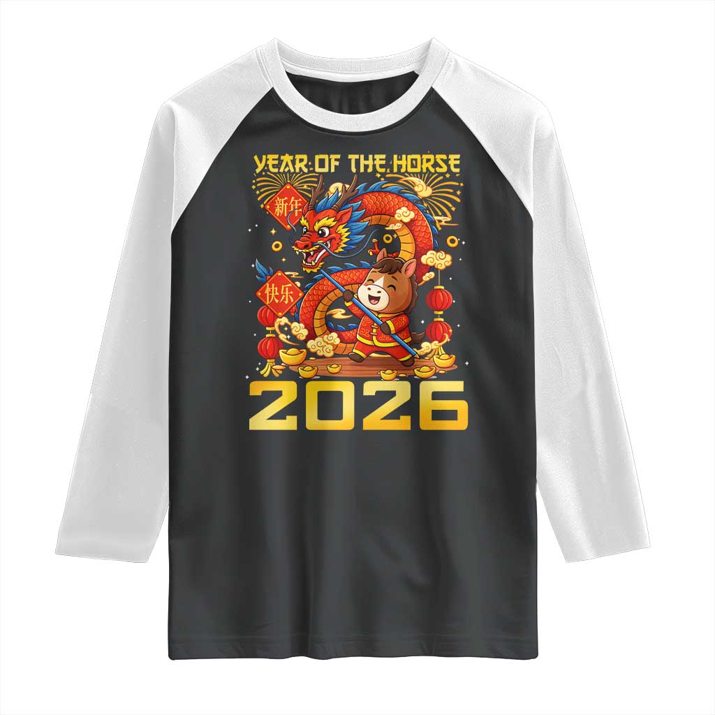 Chinese New Year 2026 Raglan Shirt LYE Year of The Horse TS10 Black White Print Your Wear