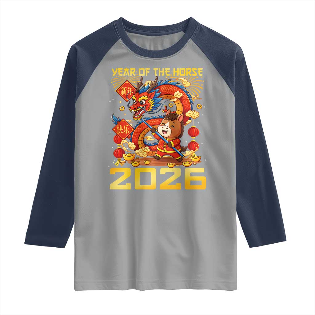 Chinese New Year 2026 Raglan Shirt LYE Year of The Horse TS10 Sport Gray Navy Print Your Wear