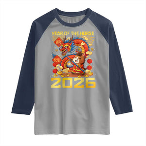 Chinese New Year 2026 Raglan Shirt LYE Year of The Horse TS10 Sport Gray Navy Print Your Wear