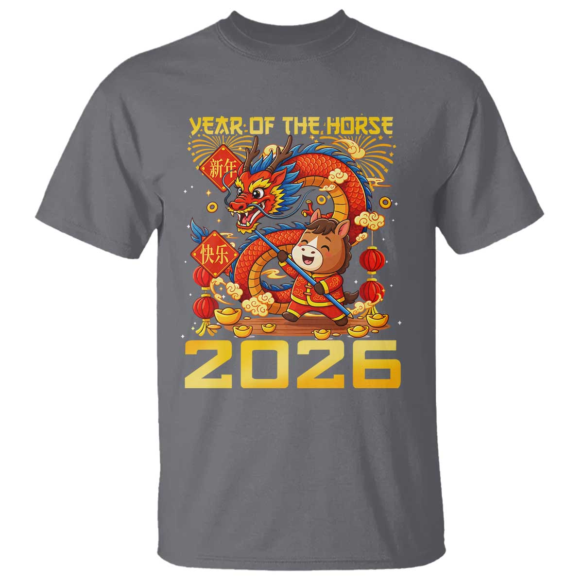 Chinese New Year 2026 T Shirt LYE Year of The Horse TS10 Charcoal Print Your Wear