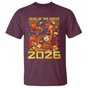 Chinese New Year 2026 T Shirt LYE Year of The Horse TS10 Maroon Print Your Wear