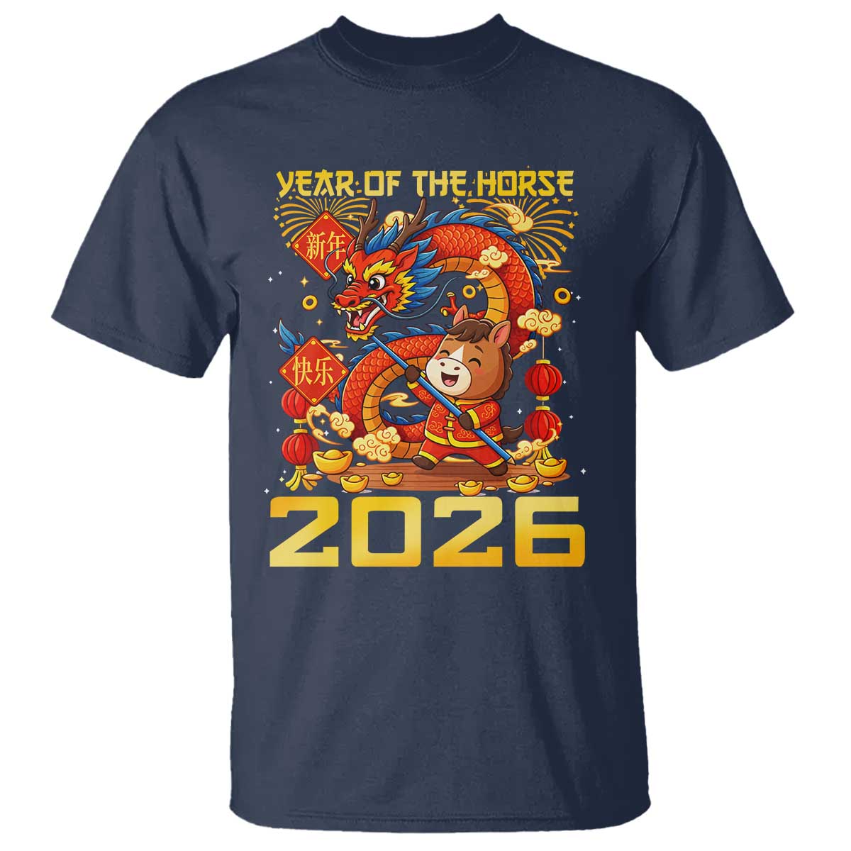 Chinese New Year 2026 T Shirt LYE Year of The Horse TS10 Navy Print Your Wear