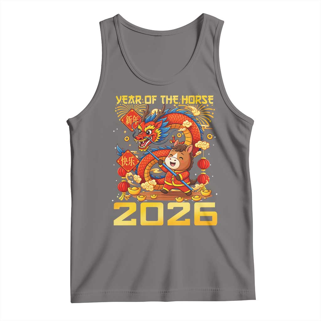 Chinese New Year 2026 Tank Top LYE Year of The Horse TS10 Deep Heather Print Your Wear