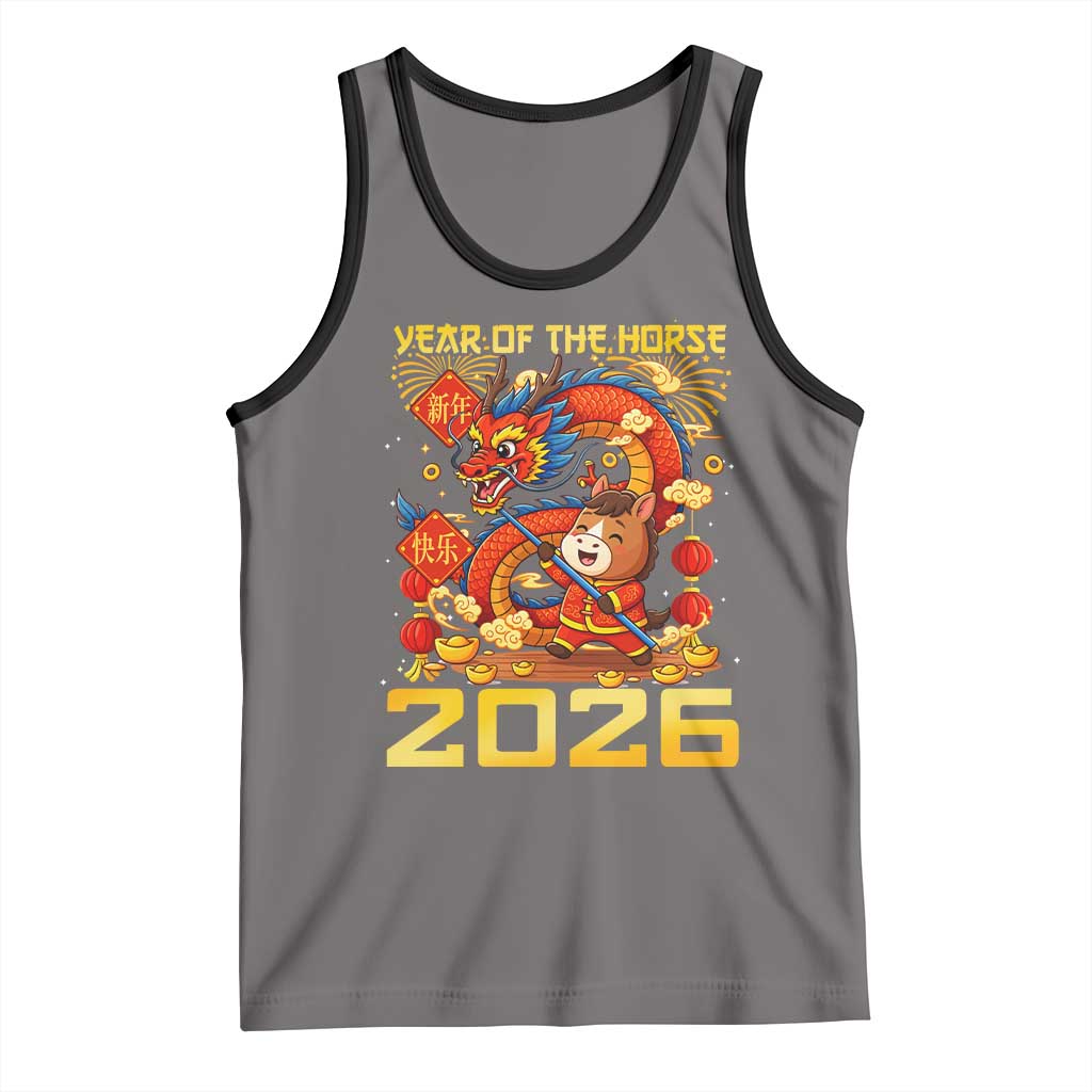 Chinese New Year 2026 Tank Top LYE Year of The Horse TS10 Deep Heather Black Print Your Wear