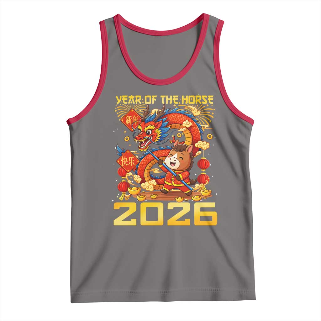 Chinese New Year 2026 Tank Top LYE Year of The Horse TS10 Deep Heather Red Print Your Wear