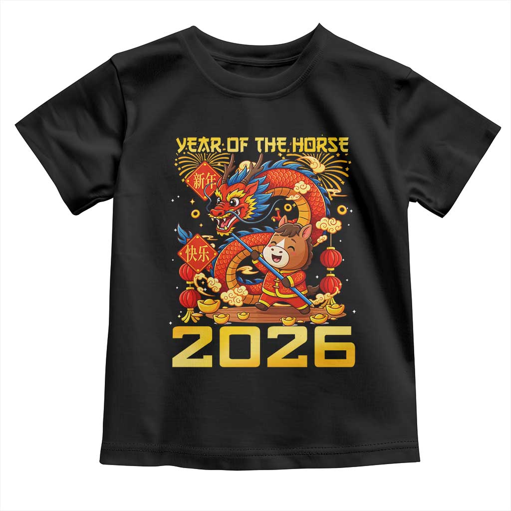 Chinese New Year 2026 Toddler T Shirt LYE Year of The Horse TS10 Black Print Your Wear
